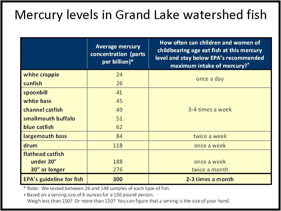 study result table: fish consumption